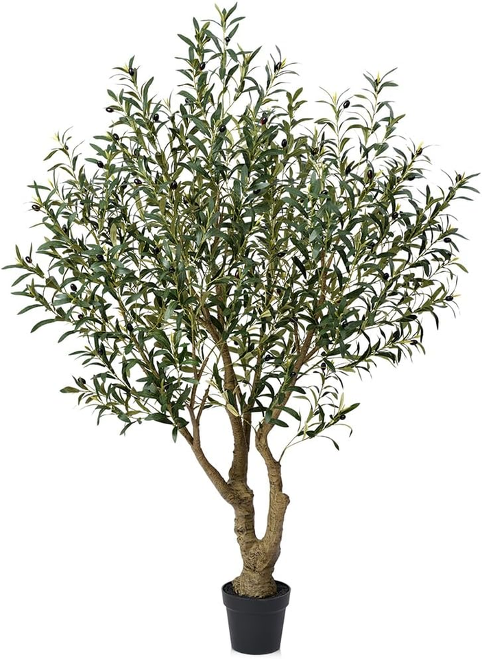 Olive Tree Artificial Indoor 6Ft - UV Resistant Large Fake Plants - Realistic Fa