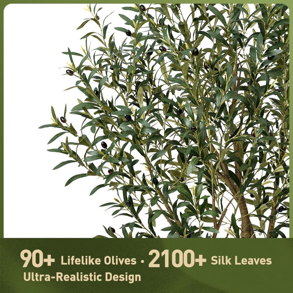 Olive Tree Artificial Indoor 6Ft - UV Resistant Large Fake Plants - Realistic Fa